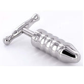 Steel Anal Rammer & T-Bar Handle 6 Rings Steel Sex Toys