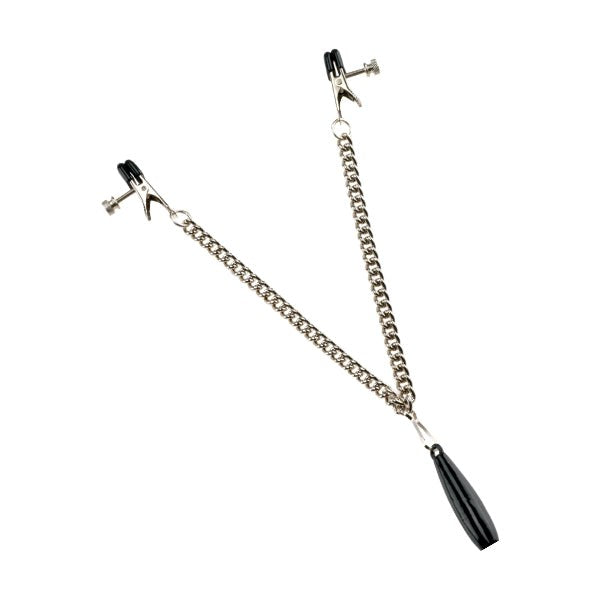 Weighted Adjustable Broad Tip Clamps with Link Chain Breast and Nipple Toys