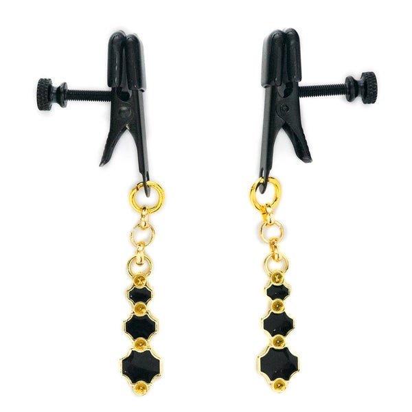 Spartacus Enterprises - Sophisticated Black Gem Nipple Clamps Nipple and Clit Clamps