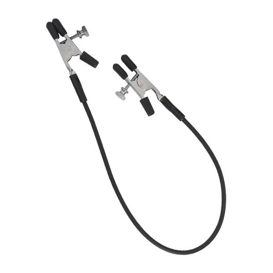 Blackline Alligator Tit Clamps With Rubber Tether Nipple and Clit Clamps