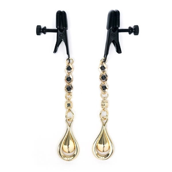 Spartacus' Luxurious Gold-Accented Broad Tip Clamp Nipple and Clit Clamps