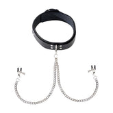 Spartacus Leather Double Strap O-Ring Collar - Broad Tip Clamps for Sensual Pleasure Collars and Leads