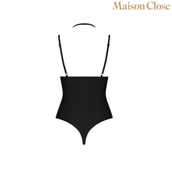 MAISON CLOSE Black Bodysuit Thong With Naked Breast Teddies and Bodysuits