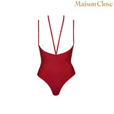 MAISON CLOSE Red Bodysuit Thong With Naked Breast Teddies and Bodysuits