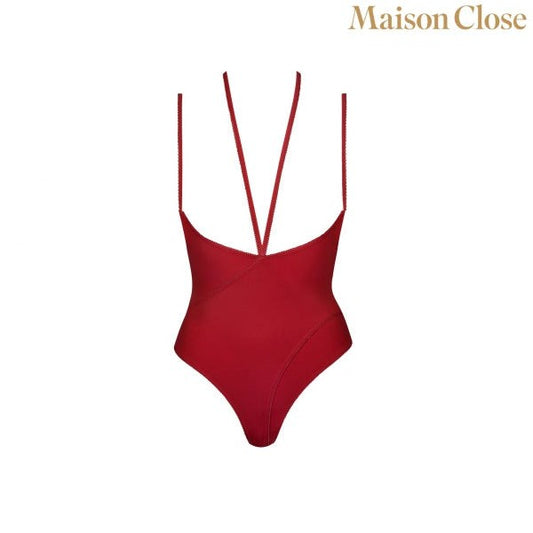 MAISON CLOSE Red Bodysuit Thong With Naked Breast Teddies and Bodysuits