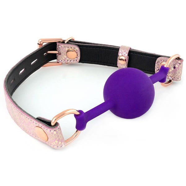 Exotic Allure - Silicone Purple Ball Gag with Pink Snake Strap Bondage Gags and Bits