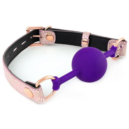 Exotic Allure - Silicone Purple Ball Gag with Pink Snake Strap - Bondage Gags and Bits