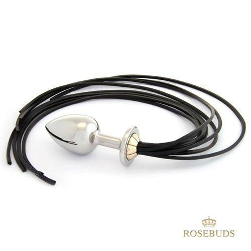 Rosebuds Luxe Black Long Leather Whipbud XL Butt Plugs