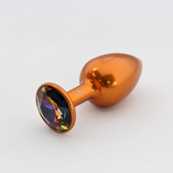 Rosebuds Orange Aluminium Butt Plug With Gem Medium Butt Plugs