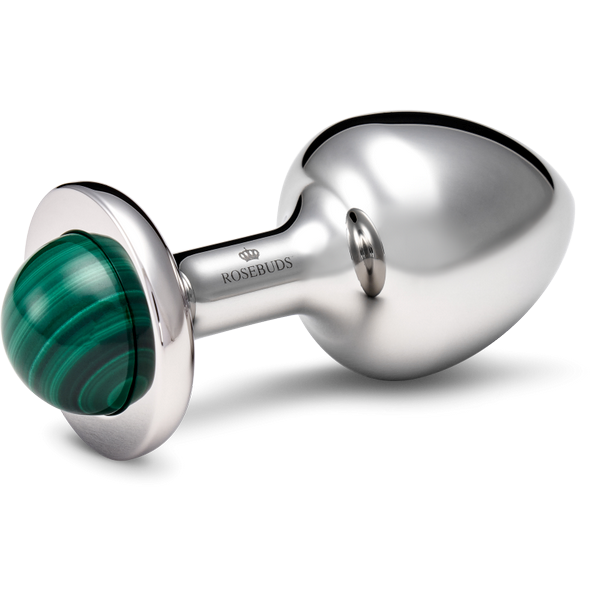 Rosebuds Stainless Steel Anal Plug Small With Malachite Gem Butt Plugs