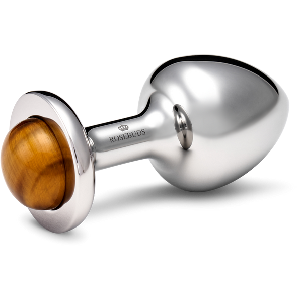 Rosebuds Luxury Stainless Steel Anal Plug with Tiger Eye Crystal Butt Plugs