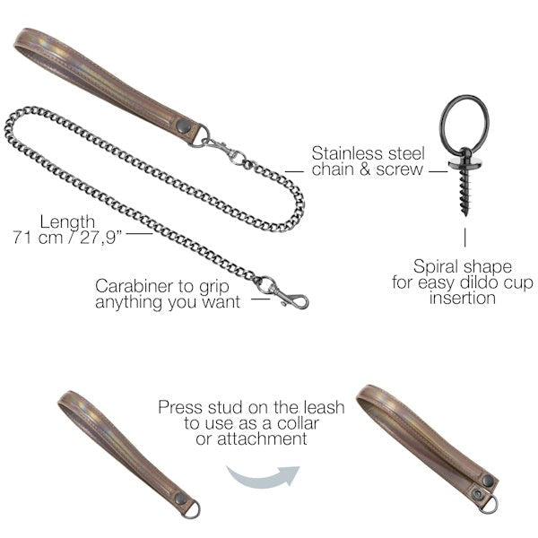 Strap-On-Me Bondage Collar, Leash, and Dildo Ring Set Collars and Leads