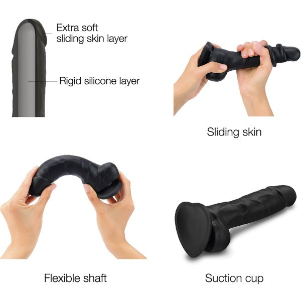 STRAP-ON-ME Sliding Skin Realistic Dildo - Black Realistic Dildos