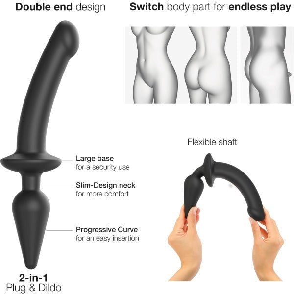 STRAP-ON-ME Switch Plug-In Semi-Realistic - Black Anal Dildos