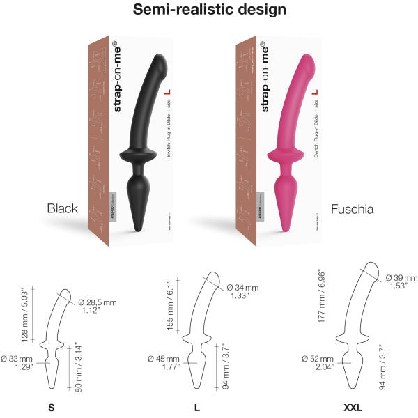 STRAP-ON-ME Switch Plug-In Semi-Realistic Fuchsia Anal Dildos