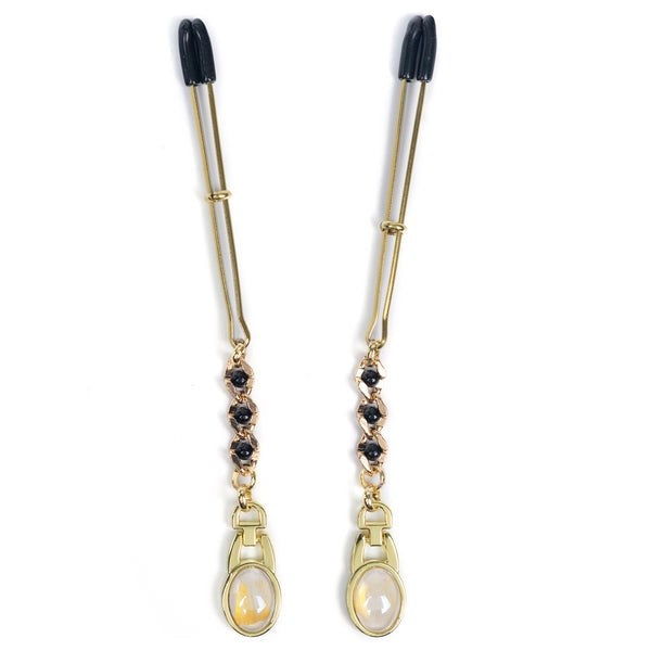 Spartacus Sensual Gems - Adjustable Nipple Clamps with Pearl Pendant Nipple and Clit Clamps