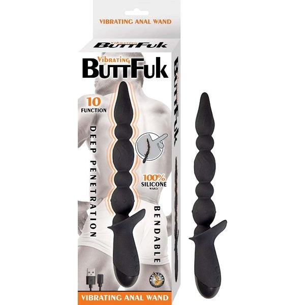 Nasstoys Vibrating Anal Pleasure Wand - 10 Modes, 5 Beads Anal Beads and Balls