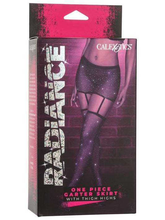 Radiance Sexy & Comfortable One Piece Garter Skirt With Thigh Highs - Fishnet and Thigh Highs