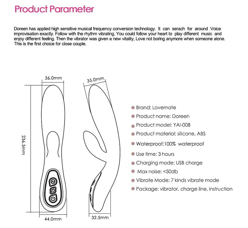 LoveMate Doreen Rabbit Music Vibe Rabbit Vibrators