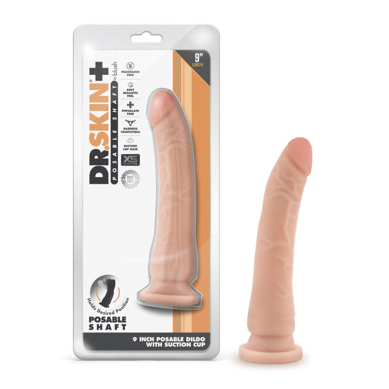 Blush Novelties Dr. Skin Plus Posable Dildo - Suction, Strap, and Satisfy with Ease Rabbit Vibrators