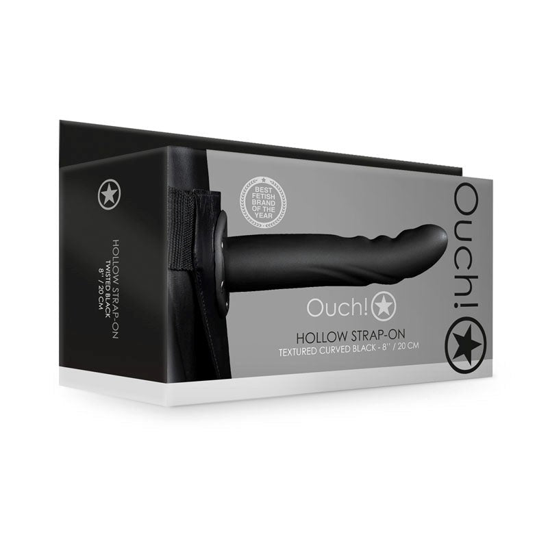 OUCH! Textured Curved Hollow Strap-on - 20cm Strap On Sextoys