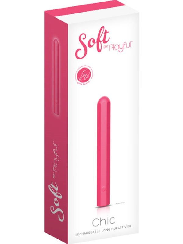 Soft By Playful Chic Rechargeable Long Bullet Vibe Personal Massagers