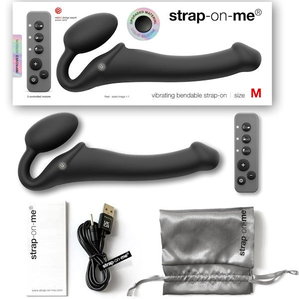Strap-On-Me 3 Motors Vibrating Bendable Strap-On - Size M Strap On Sextoys