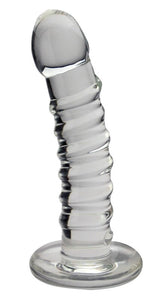 Spartacus Enterprises Blown Basic Spiral Curve Dildo - Elevate Your Intimate Moments Glass Sex Toys