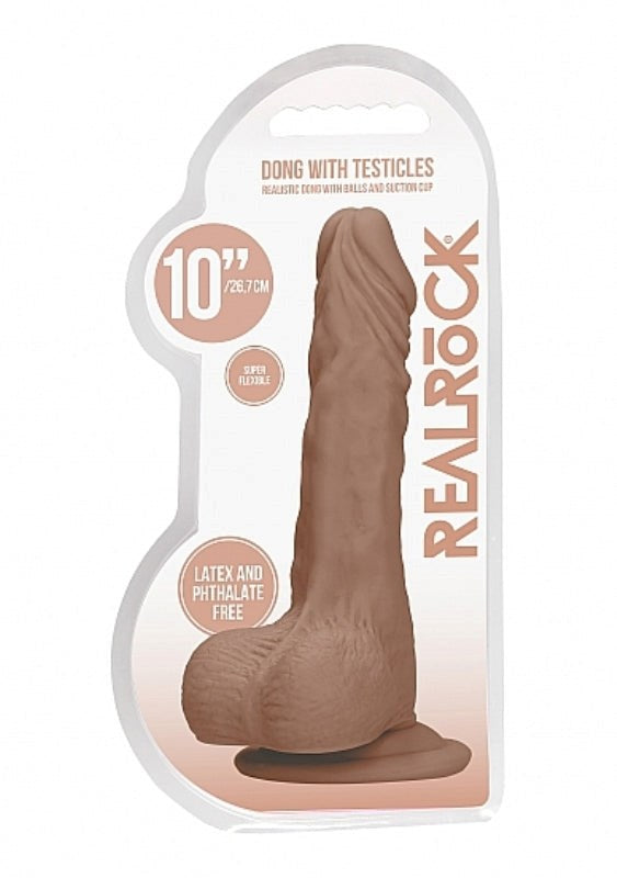Realrock Skin Dong with Testicles 10 inch Realistic Dildos