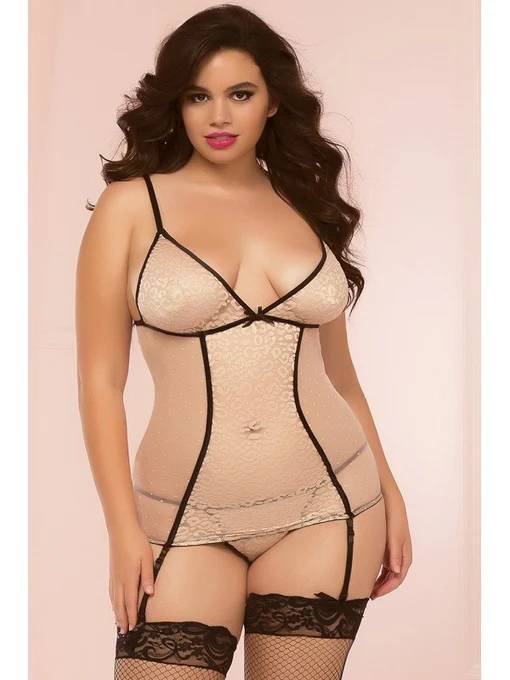 Seven 'til Midnight Womens Sweet Spot Chemise Set OSX Nude BabyDolls And Chemises