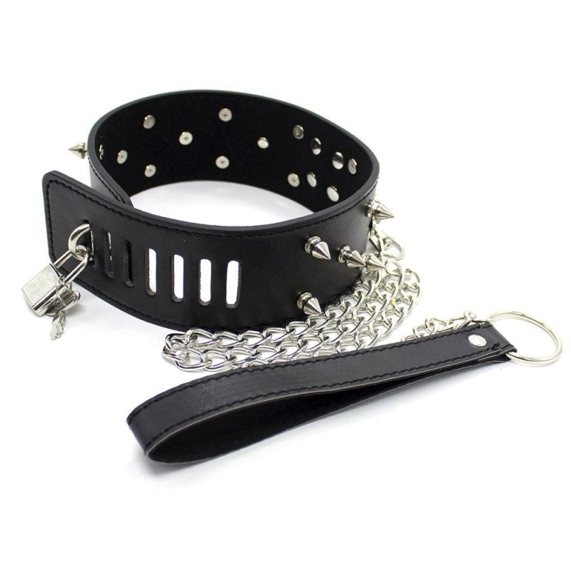 Flat Head Collar Lockable With Full Spikes Anal Beads and Balls