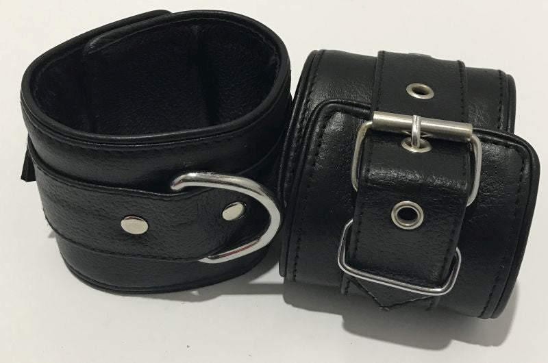 Luxurious BDSM Accessories - Handcrafted Bullish Leather Cuffs Jelly Vibrators