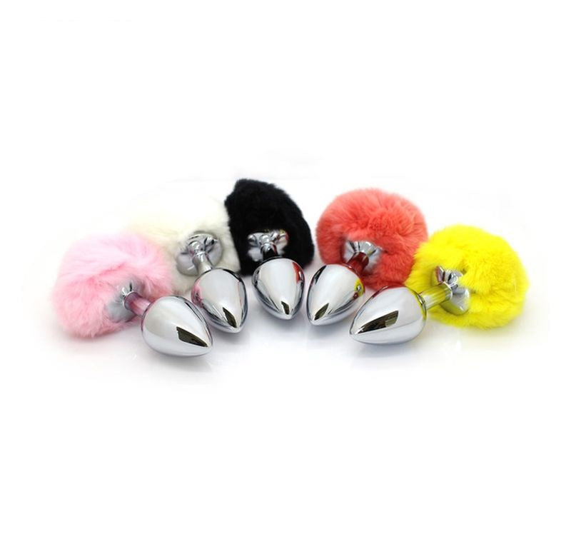 Bunny Faux Tail Silver Smooth Butt Plug Small Steel Sex Toys