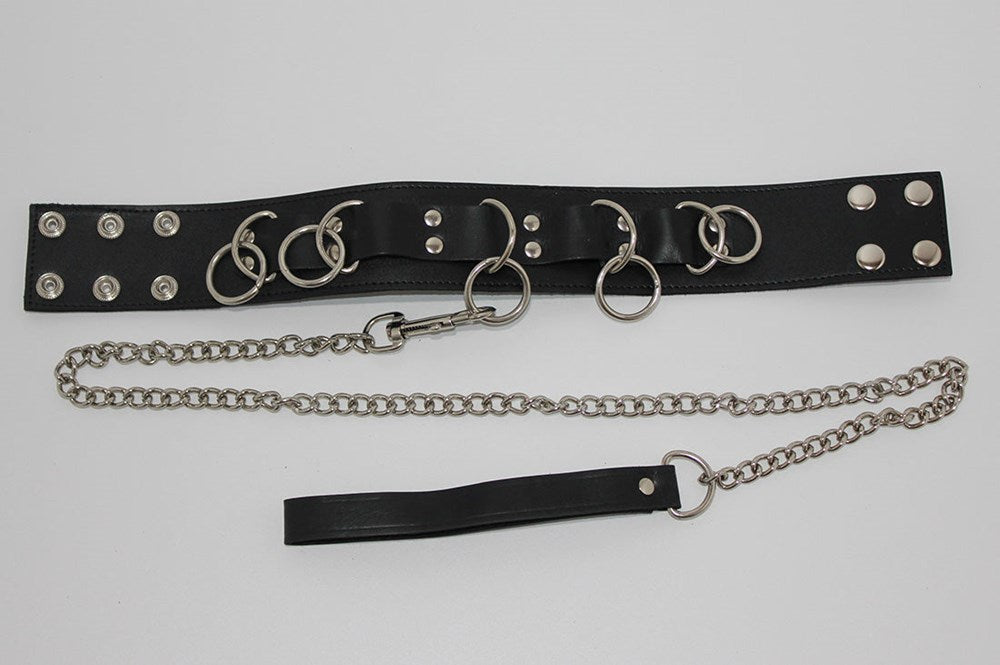 FairVilla Ladies Bondage Collar with O-Rings and Lead Collars and Leads