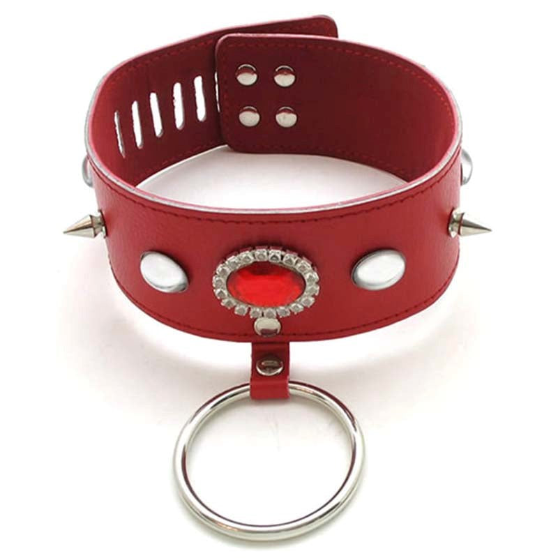 Jewelled Fetish Collar With O Ring Waterproof Vibrators