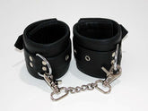 Leather Studded Wrist Cuffs With Chains Cuffs and Restraints