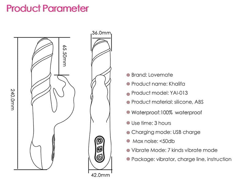 LoveMate Khalifa Rotating Rabbit Vibe Butt Plugs