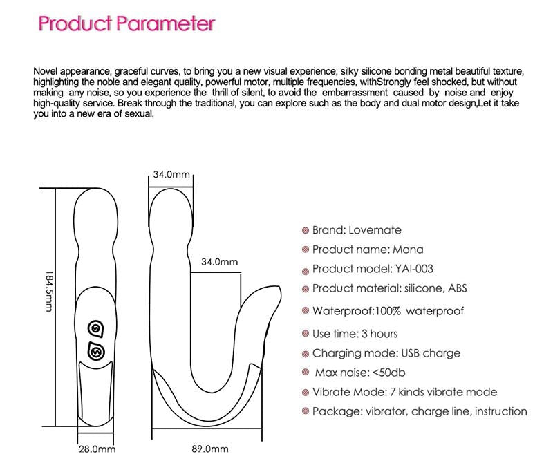 LoveMate Mona Dual Stimulation - Rechargeable G-Spot and Anal Thrills Luxury Sex Toys