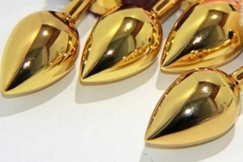 March Hare Faux Tail Metal Gold Butt Plug Small Anal Beads and Balls