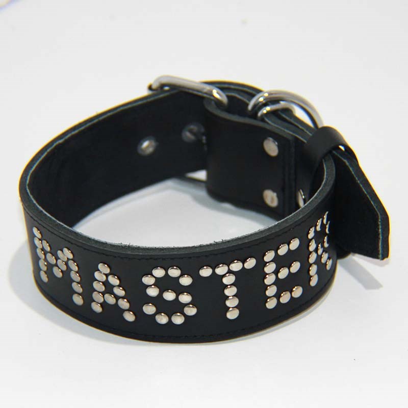 Hell's Couture Premium Leather BDSM Collar - Adjustable Fit, Studded Design Collars and Leads
