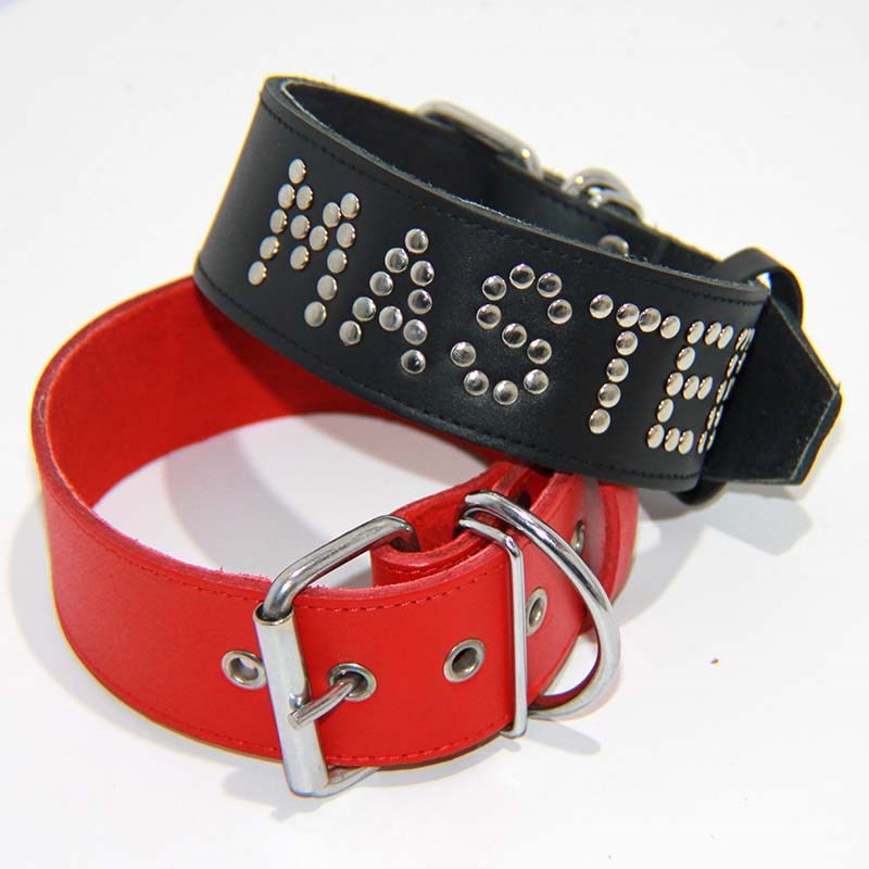 Hell's Couture Premium Leather BDSM Collar - Adjustable Fit, Studded Design Collars and Leads