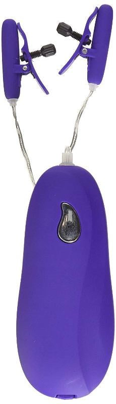 Nipple Play Vibrating Heated Nipple Teasers Purple Nipple and Clit Clamps