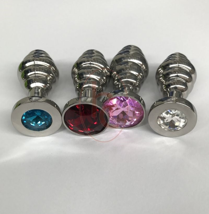 Ribbed Jewelled Butt Plug Medium Rabbit Vibrators