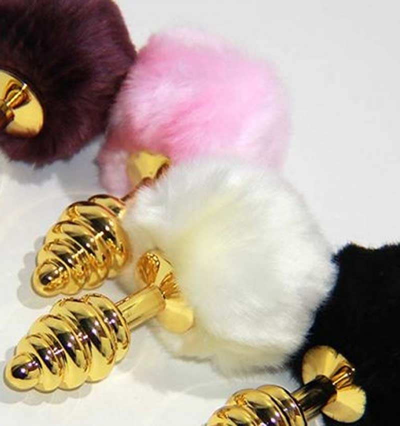 Scuttle Butt Ribbed Butt Plug in Gold Steel Sex Toys
