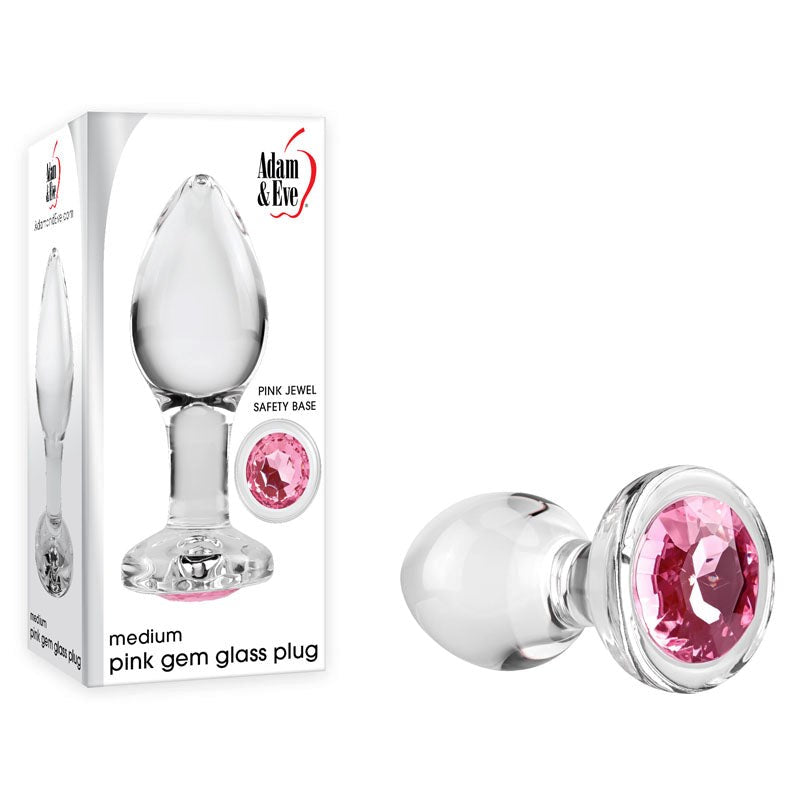 Luxurious Anal Delight - Adam & Eve's Pink Gem Glass Plug Butt Plugs