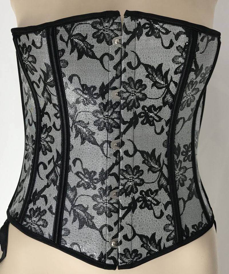 Black and Silver Floral Corset Bustiers and Corsets