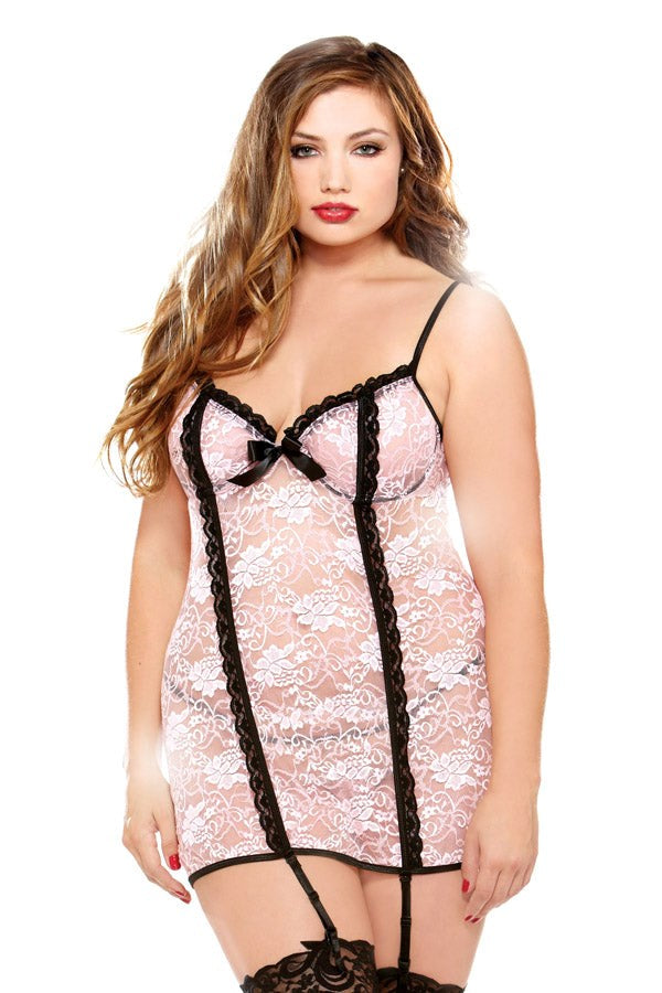 Curve Chemise & Matching Thong & Ribbon Babydolls and Chemises