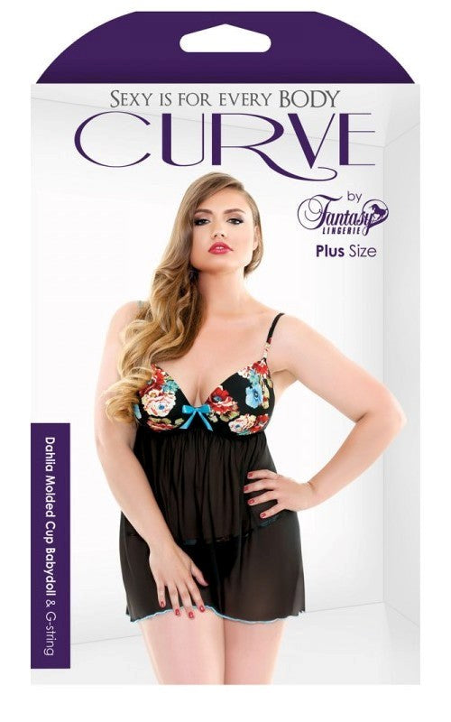Curve Dahlia Molded Cup Babydoll And G-String Babydolls and Chemises