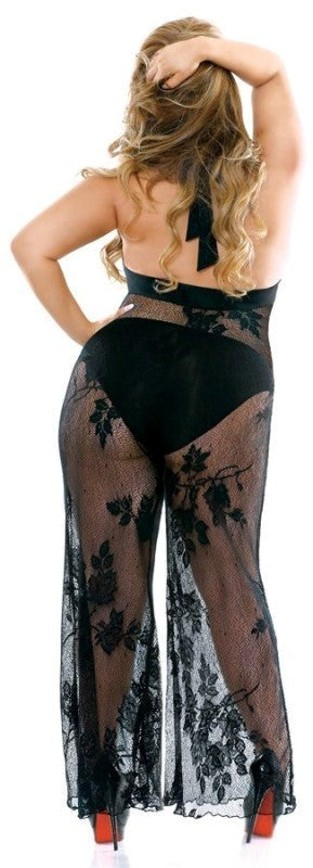 Curve Nicki Stretch Lace Halter Jumpsuit Bras and Bra Sets