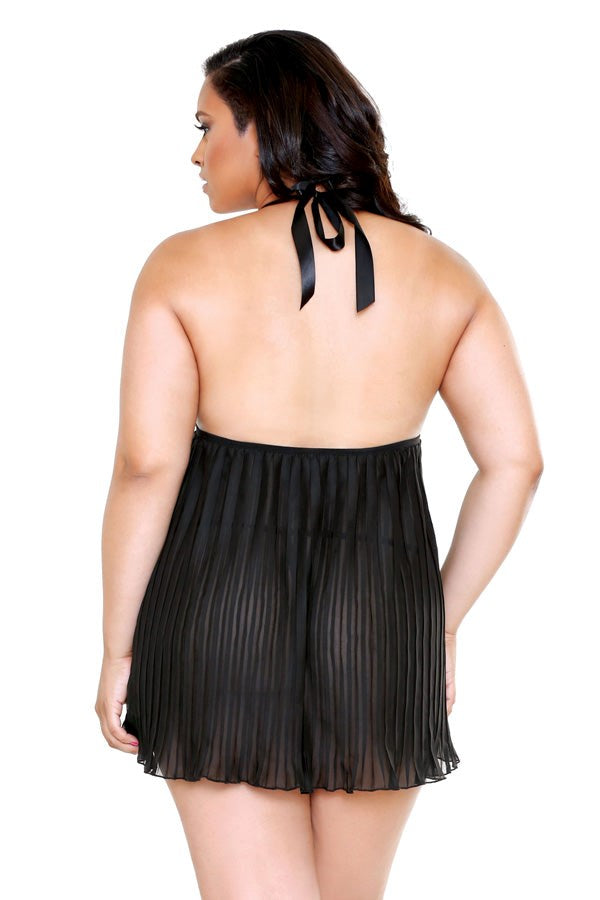 Curve Pleated Lace Cup Chemise with G-String Bras and Bra Sets